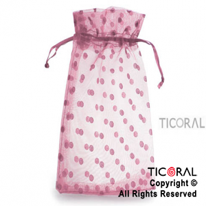 BOLSA ORGANZA ROSA 13X20 LUNARES HS3975-8 x 1